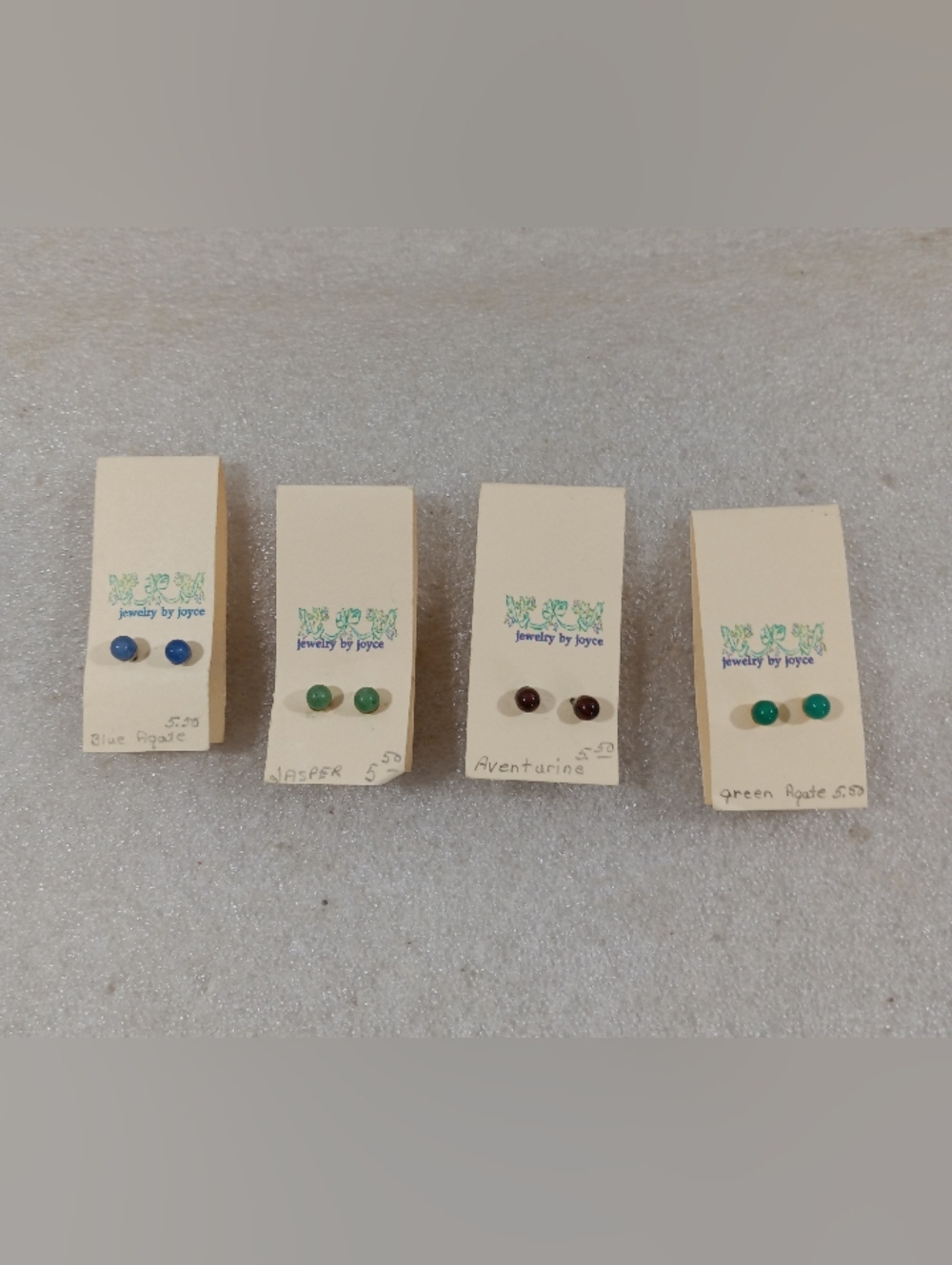Genuine Round Gem Stud Earrings Set Of 4